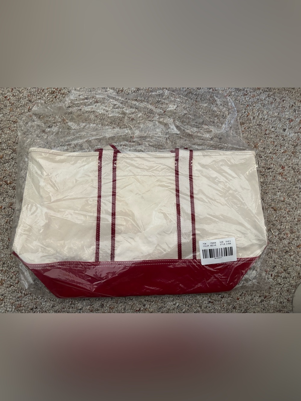J. Crew Canvas Medium Montauk Tote with Cream Body and Red Base